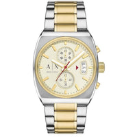 Armani Exchange Men's Watch - Oliver Chronograph Cream Dial Two Tone Steel | AX2821 ,