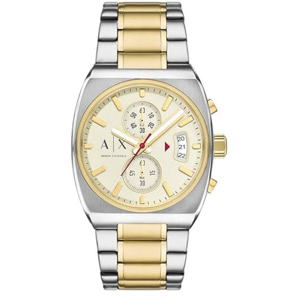 Armani Exchange Men's Watch - Oliver Chronograph Cream Dial Two Tone Steel | AX2821 ,