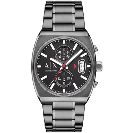 Armani Exchange Men's Watch - Oliver Chrono Black Dial Gunmetal Bracelet | AX2823 ,