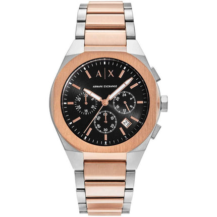 Armani Exchange Men's Watch - Rafael Chrono Black Dial Two Tone Bracelet | AX4181 ,