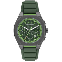 Armani Exchange Men's Watch - Sync Chronograph Green Dial Silicone Strap | AX4292 ,