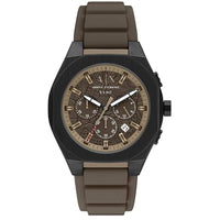 Armani Exchange Men's Watch - Sync Chronograph Brown Dial Silicone Strap | AX4293 ,