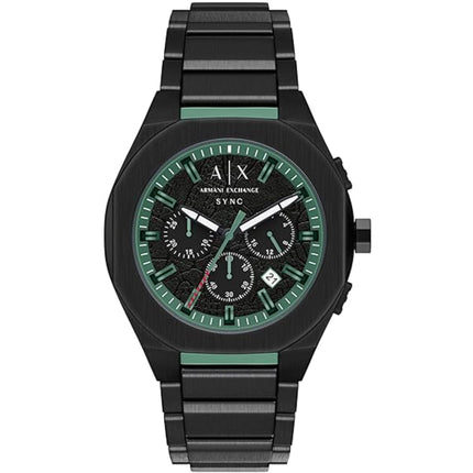 Armani Exchange Men's Watch - Sync Chronograph Black Dial Steel Bracelet | AX4294 ,