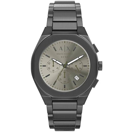 Armani Exchange Men's Watch - Sync Chronograph Grey Dial Gunmetal Bracelet | AX4296 ,