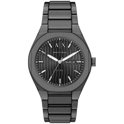 Armani Exchange Men's Watch - Sync Grey Dial Gunmetal Steel Bracelet Date-Day | AX4300 ,