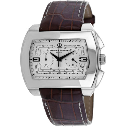 Baume & Mercier Men's Watch - Hampton Chrono Silver Dial Leather Strap | MOA08344 ,