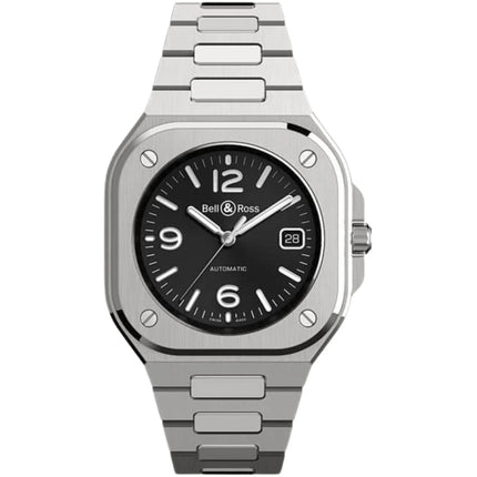 Bell & Ross Men's Watch - Black Steel Automatic Silver Bracelet | BR05A-BL-ST/SST ,