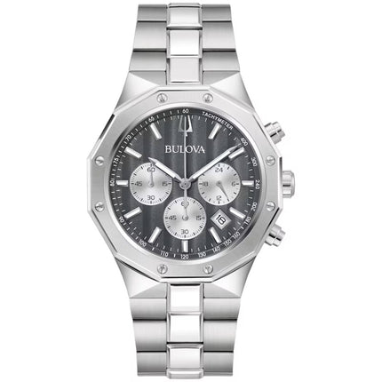 Bulova Men's Watch - Prestige Grey and Silver Dial Silver Steel Bracelet | 96B459 ,