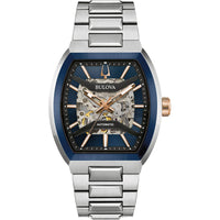 Bulova Men's Watch - Maquina Automatic Blue, Silver and Black Dial Bracelet | 98A319 ,