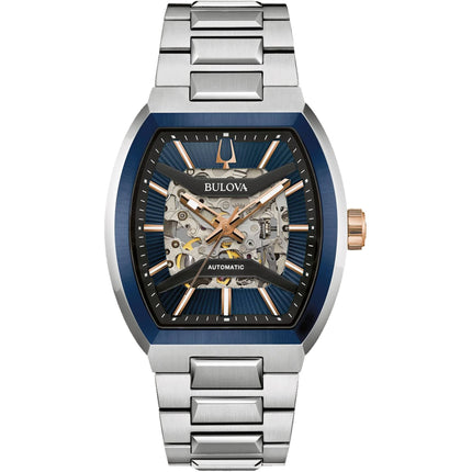 Bulova Men's Watch - Maquina Automatic Blue, Silver and Black Dial Bracelet | 98A319 ,