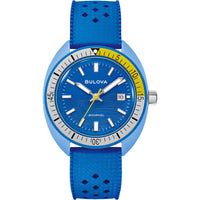 Bulova Men's Watch - Snorkel Blue Tang Fish Quartz Blue Dial Rubber Strap | 98B445 ,