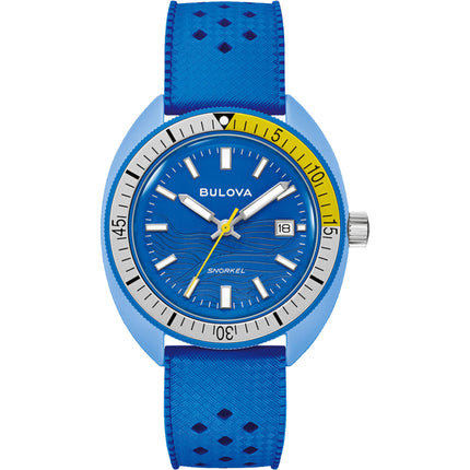 Bulova Men's Watch - Snorkel Blue Tang Fish Quartz Blue Dial Rubber Strap | 98B445 ,