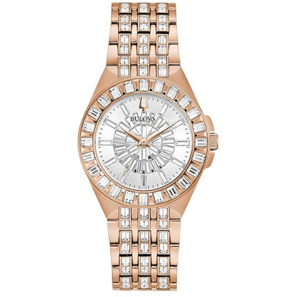 Bulova Women's Watch - Phantom Quartz White Dial Rose Gold Steel Crystal | 98L268 ,