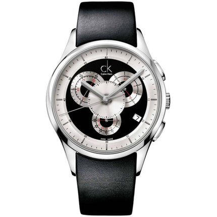 Calvin Klein Men's Watch - Basic Chronograph Black and Silver Dial Strap | K2A27102 ,