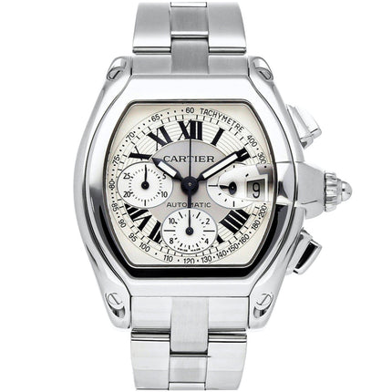 Cartier Men's Watch - Roadster Chronograph Silver Tone Dial Steel Bracelet | W62006X6 ,