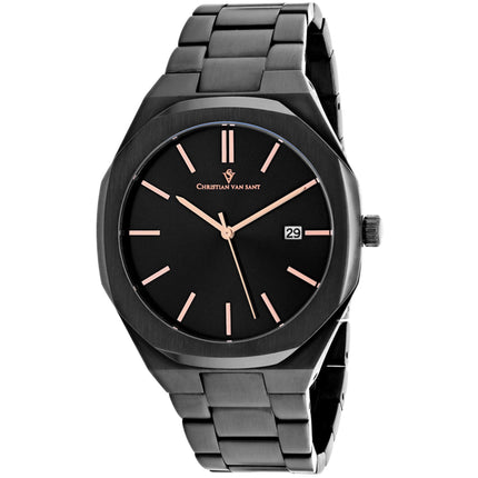 Christian Van Sant Men's Watch - Octavius Slim Black Dial Steel Bracelet | CV0525 ,