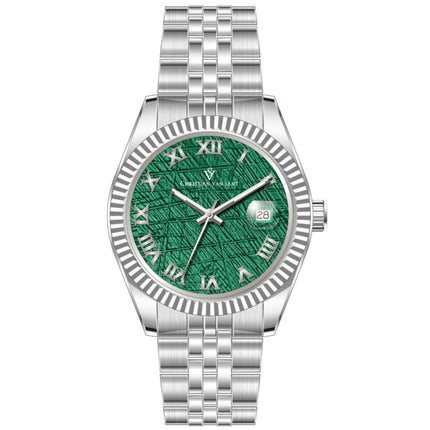 Christian Van Sant Men's Watch - Stellar Green Dial Silver Steel Bracelet | CV0703 ,