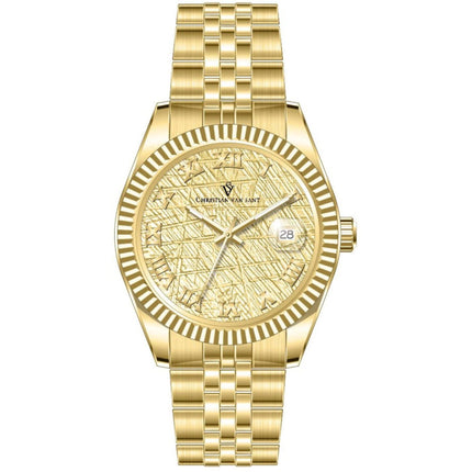Christian Van Sant Men's Watch - Stellar Gold Dial Silver Steel Bracelet | CV0704 ,