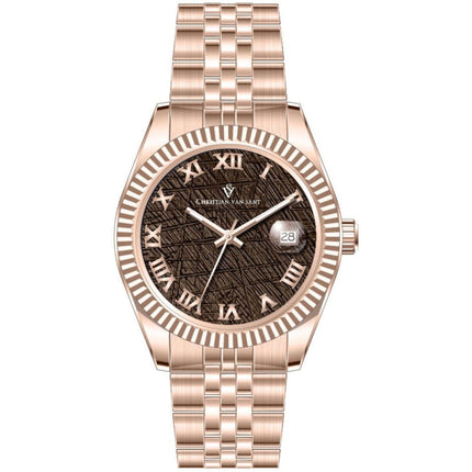 Christian Van Sant Men's Watch - Stellar Brown Dial Rose Gold Tone Bracelet | CV0706 ,