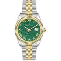 Christian Van Sant Men's Watch - Stellar Green Dial Two Tone Steel Bracelet | CV0707 ,
