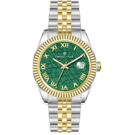 Christian Van Sant Men's Watch - Stellar Green Dial Two Tone Steel Bracelet | CV0707 ,