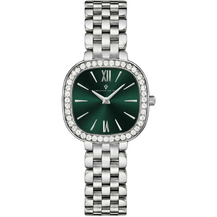 Christian Van Sant Women's Watch - Rivoli Quartz Green Dial Silver Bracelet | CV1261 ,