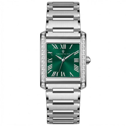 Christian Van Sant Women's Watch - Atelier Quartz Green Dial Silver Steel | CV1283 ,