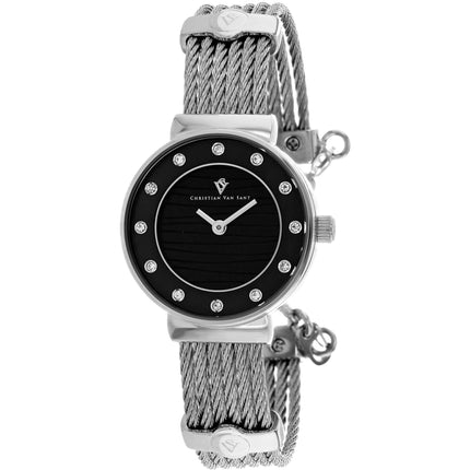 Christian Van Sant Women's Watch - Cavo Quartz Black Dial Steel Bracelet | CV1291 ,