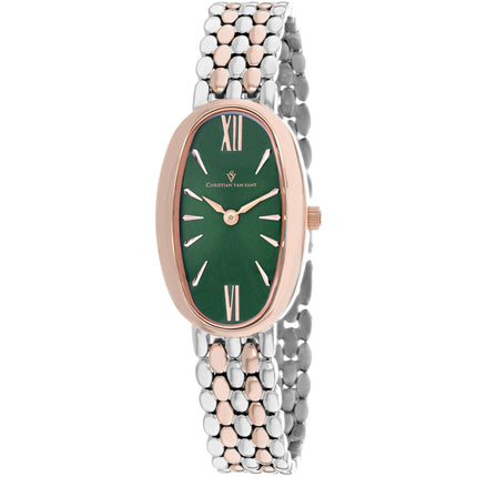 Christian Van Sant Women's Watch - Lucia Quartz Green Dial Two Tone Steel | CV1817 ,