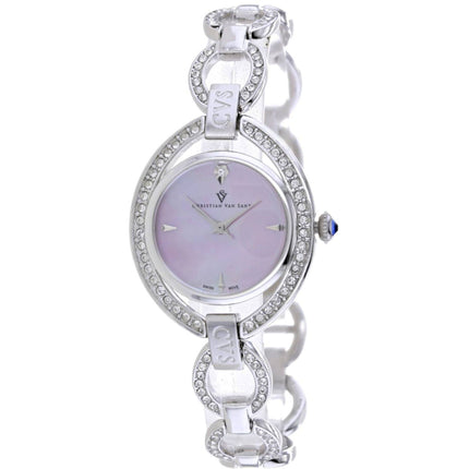 Christian Van Sant Women's Watch - Stella Quartz Pink Dial Silver Bracelet | CV2931 ,