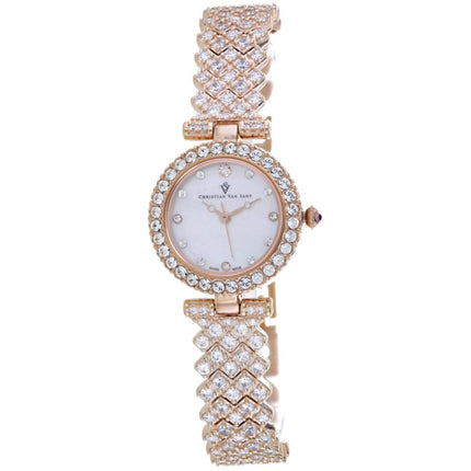 Christian Van Sant Women's Watch - Romana White Dial Rose Gold Steel Bracelet | CV2953 ,