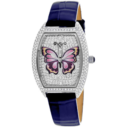 Christian Van Sant Women's Watch - Papillon Quartz Blue Leather Strap | CV4871BL ,