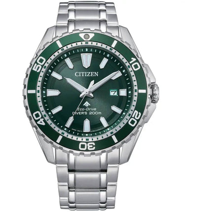 Citizen Men's Watch - Promaster Diver Eco-Drive Green Dial Bracelet | BN0199-53X ,