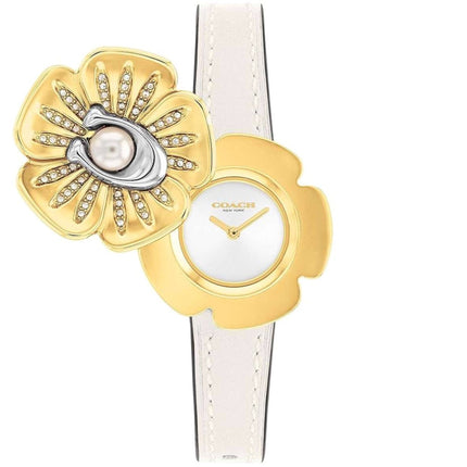 Coach Women's Watch - Tea Rose Quartz White Dial Leather Strap Crystal | 14504151 ,
