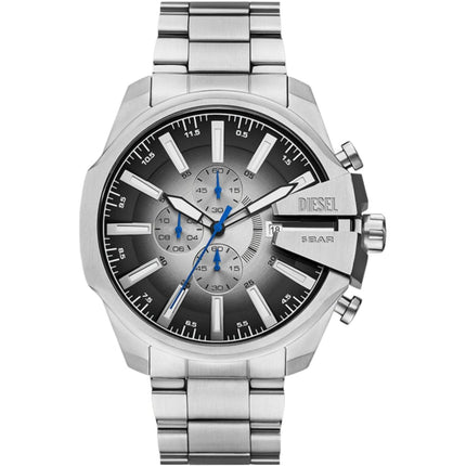 Diesel Men's Watch - Mega Chief Chronograph Black Dial Silver Tone Bracelet | DZ4686 ,