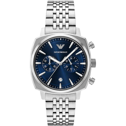 Emporio Armani Men's Watch - Ruggero Chronograph Blue Dial Steel Bracelet | AR11688 ,