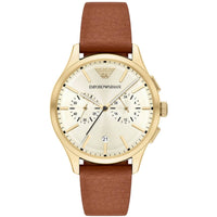 Emporio Armani Men's Watch - Dario Chronograph Champagne Dial Brown Strap | AR11714 ,