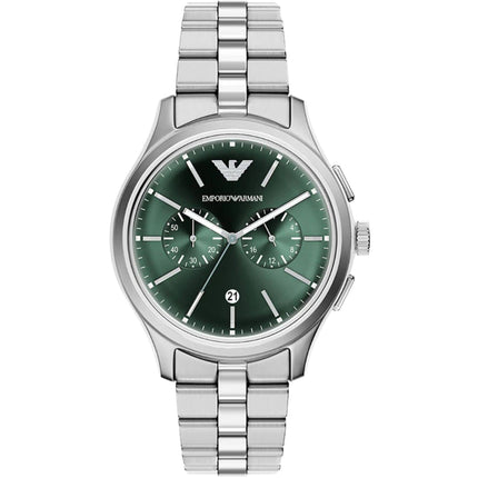 Emporio Armani Men's Watch - Dario Chronograph Green Dial Steel Bracelet | AR11746 ,