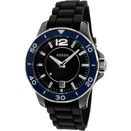Fossil Women's Watch - Classic Quartz Black Dial Silicone Rubber Strap Date | CE1036 ,