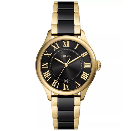 Fossil Women's Watch - Gilmore Quartz Black Dial Two Tone Bracelet Date | CE1132 ,