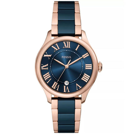 Fossil Women's Watch - Gilmore Quartz Blue Dial Two Tone Bracelet Date | CE1134 ,