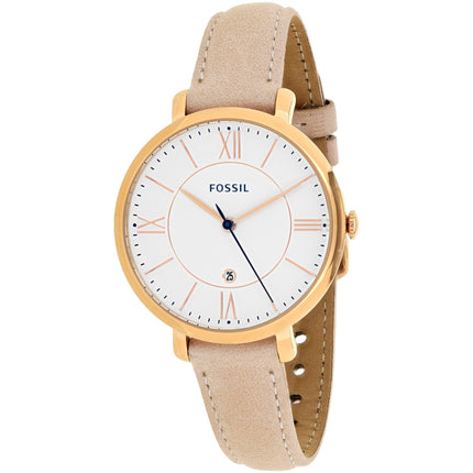 Fossil Women's Watch - Jacqueline Quartz White Dial Leather Strap Date | ES3988 ,