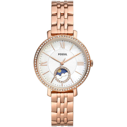 Fossil Women's Watch - Jacqueline Quartz White Mop Dial Rose Gold Bracelet | ES5165 ,