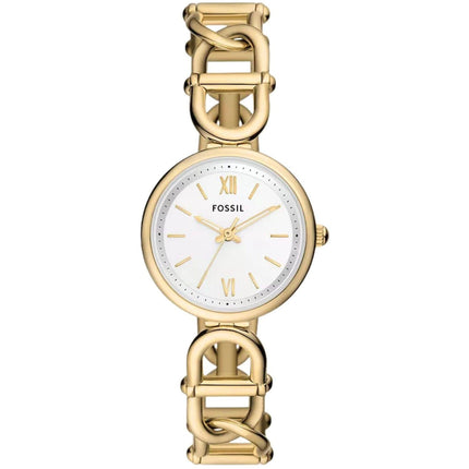Fossil Women's Watch - Carlie Quartz White Dial Yellow Gold Steel Bracelet | ES5272 ,