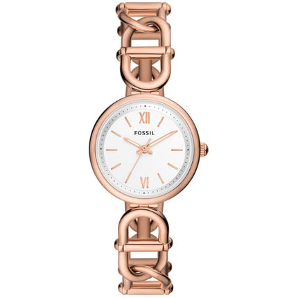 Fossil Women's Watch - Carlie Quartz Silver Dial Rose Gold Steel Bracelet | ES5273 ,