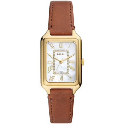 Fossil Women's Watch - Raquel Quartz White Mop Dial Brown Leather Strap | ES5307 ,