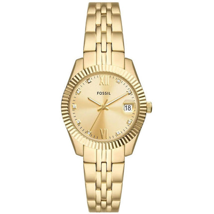 Fossil Women's Watch - Scarlette Quartz Gold Dial Stainless Steel Bracelet | ES5338 ,