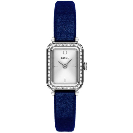 Fossil Women's Watch - Raquel Mini Quartz White Dial Blue Velvet Fabric Strap | ES5436 ,