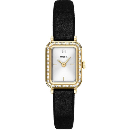Fossil Women's Watch - Raquel Mini White Dial Black Velvet Fabric Strap | ES5437 ,