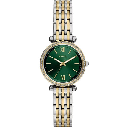 Fossil Women's Watch - Carlie Mini Quartz Green Dial Two Tone Steel Bracelet | ES5439 ,